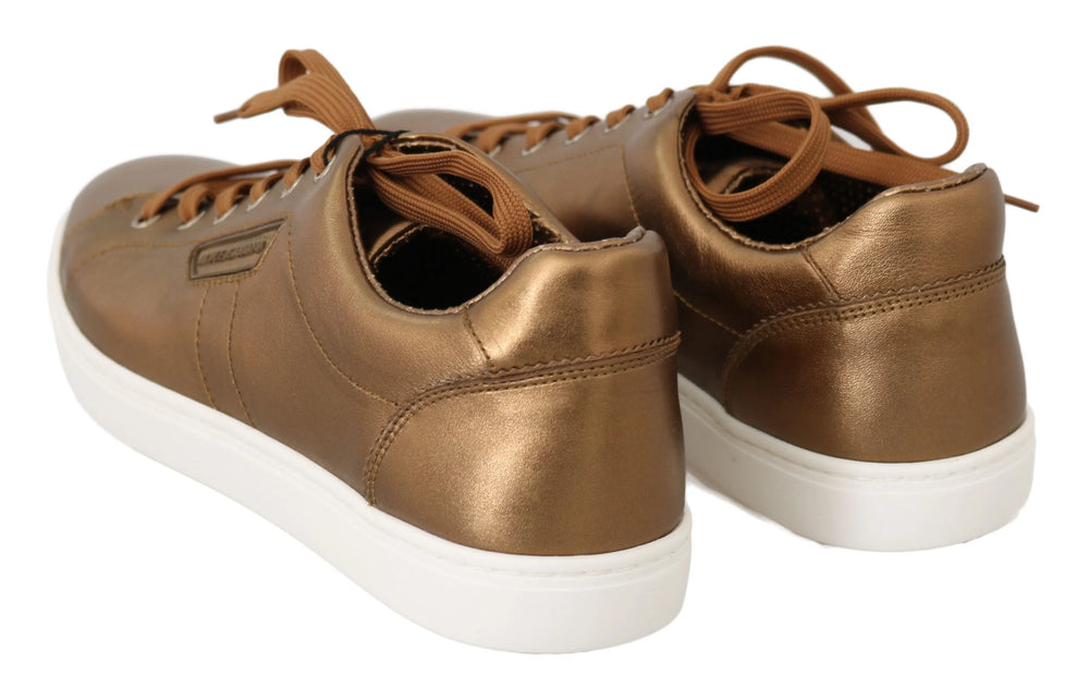 Dolce & Gabbana Gold Leather Mens Casual Sneakers - EU39/US6 - Sneakers