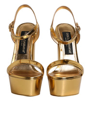 Dolce & Gabbana Gold Leather Platform Keira Sandals Shoes - EU36/US5.5 - Sandals