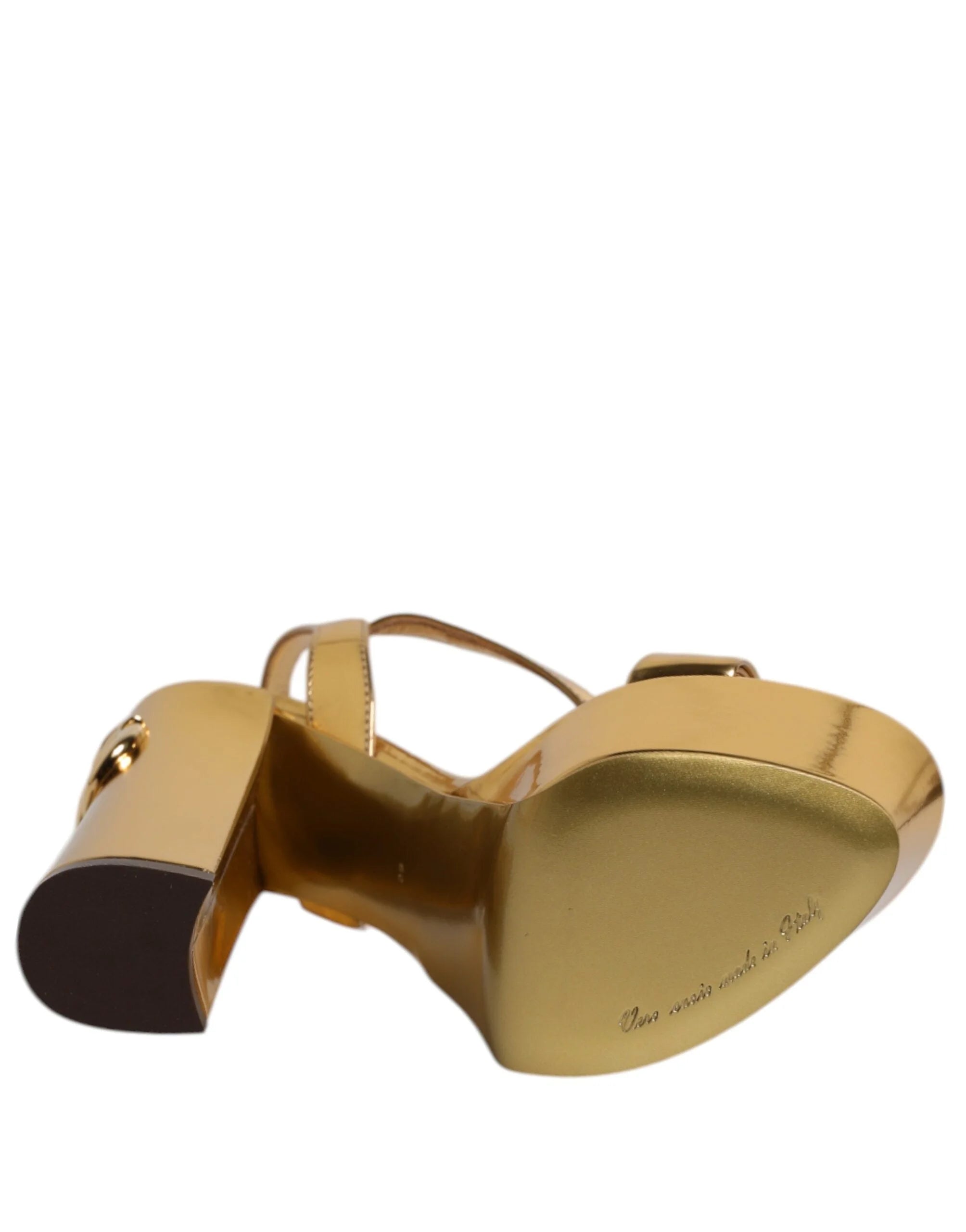 Dolce & Gabbana Gold Leather Platform Keira Sandals Shoes - EU36/US5.5 - Sandals