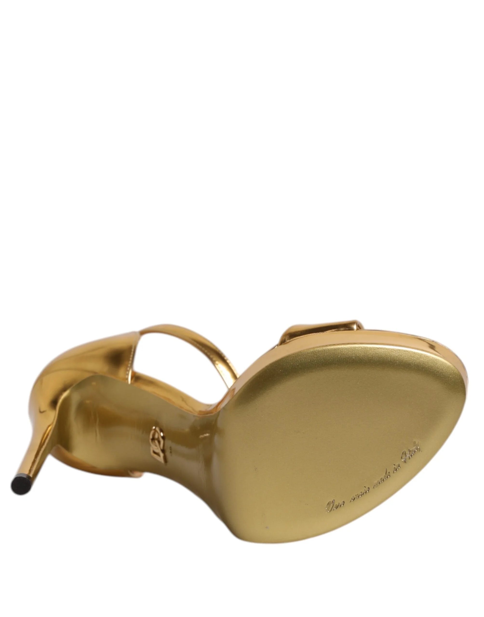Dolce & Gabbana Gold Leather Platform Keira Sandals Shoes - EU37/US6.5 - Sandals