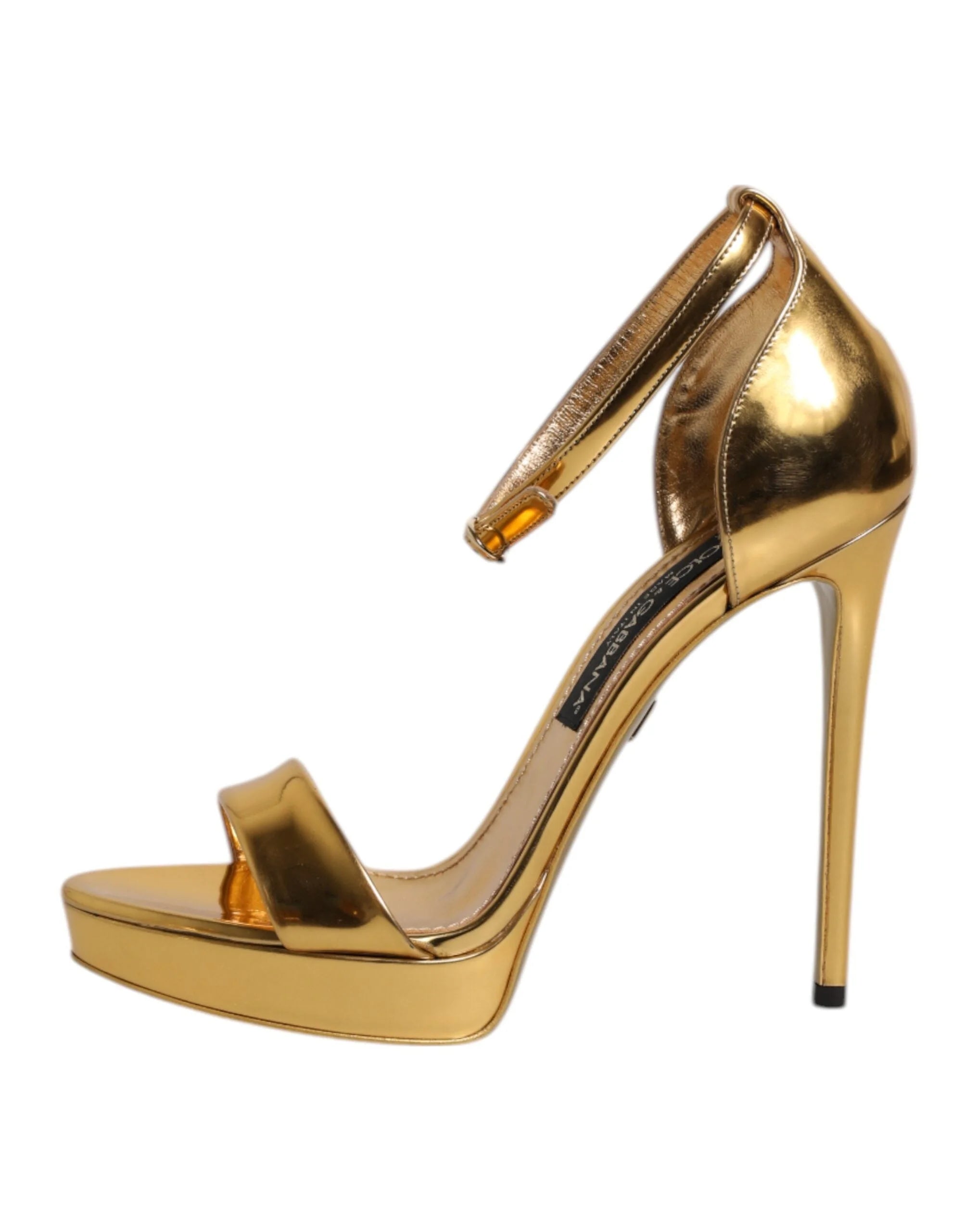 Dolce & Gabbana Gold Leather Platform Keira Sandals Shoes - EU37/US6.5 - Sandals
