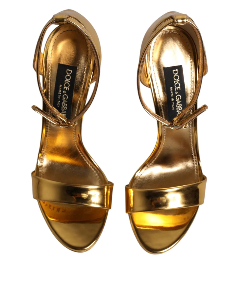 Dolce & Gabbana Gold Leather Platform Keira Sandals Shoes - EU37/US6.5 - Sandals