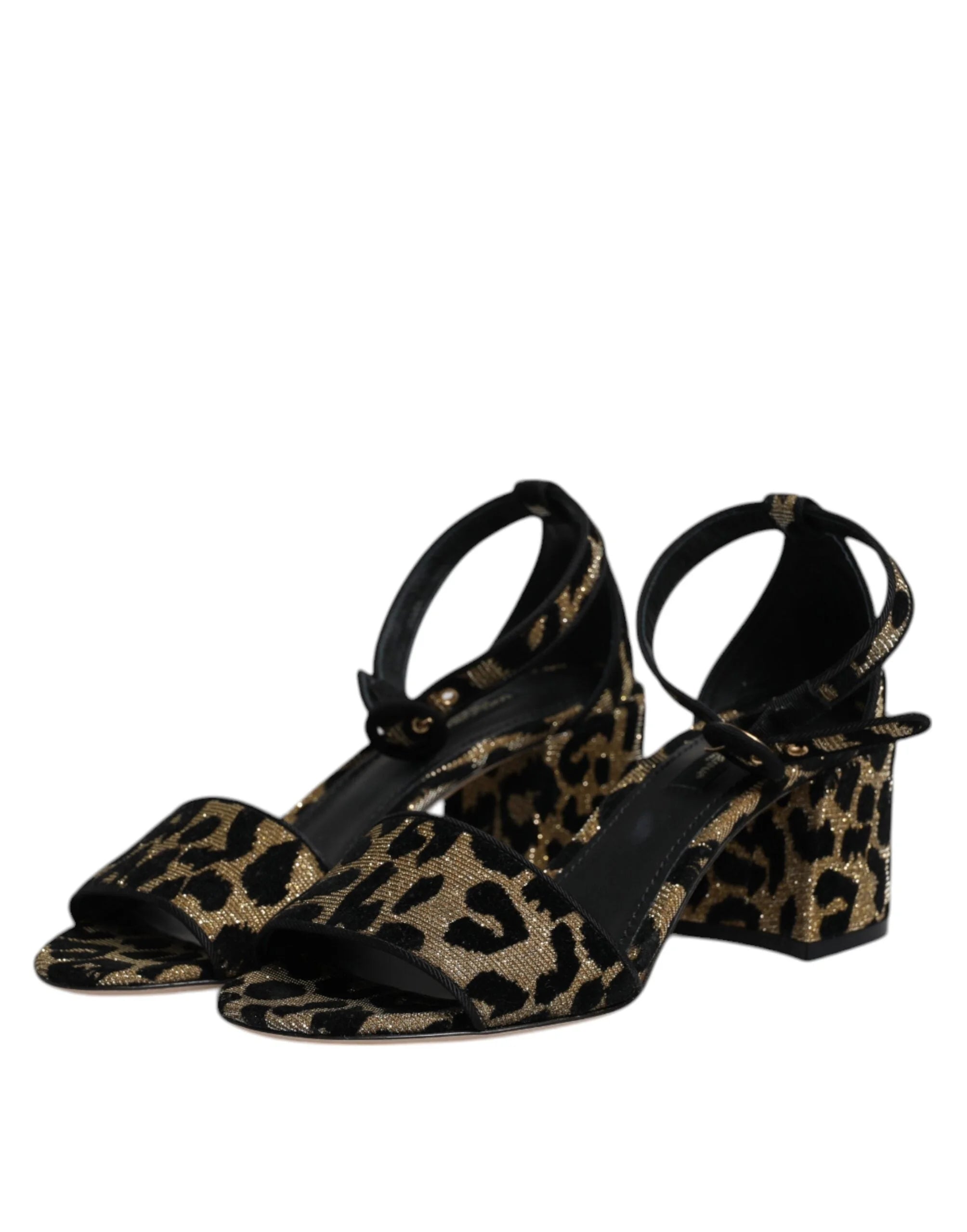 Dolce & Gabbana Gold Leopard Ankle Strap Heels Sandals Shoes - EU36.5/US6 - Sandals