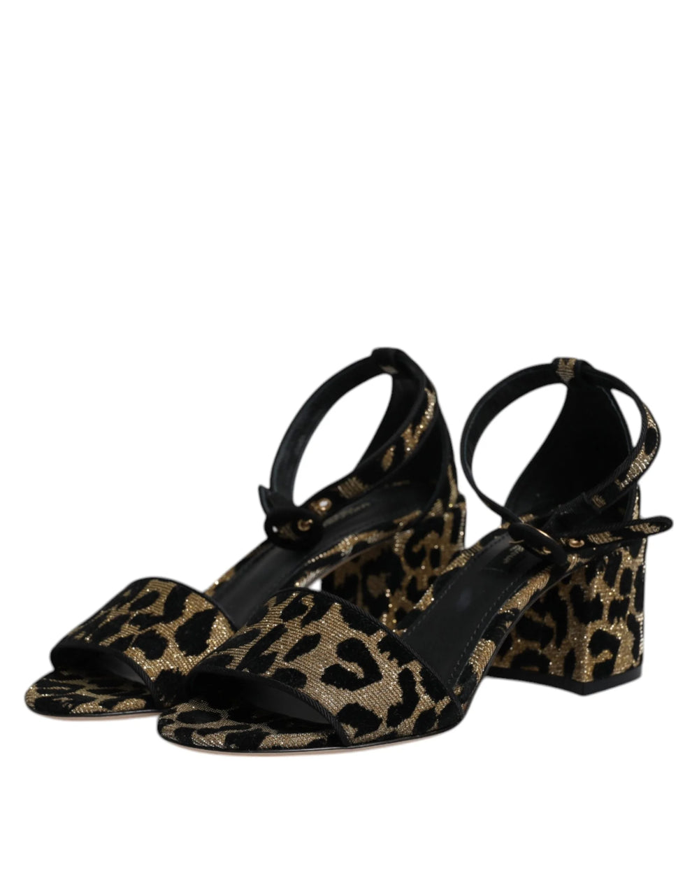 Dolce & Gabbana Gold Leopard Ankle Strap Heels Sandals Shoes - EU36.5/US6 - Sandals