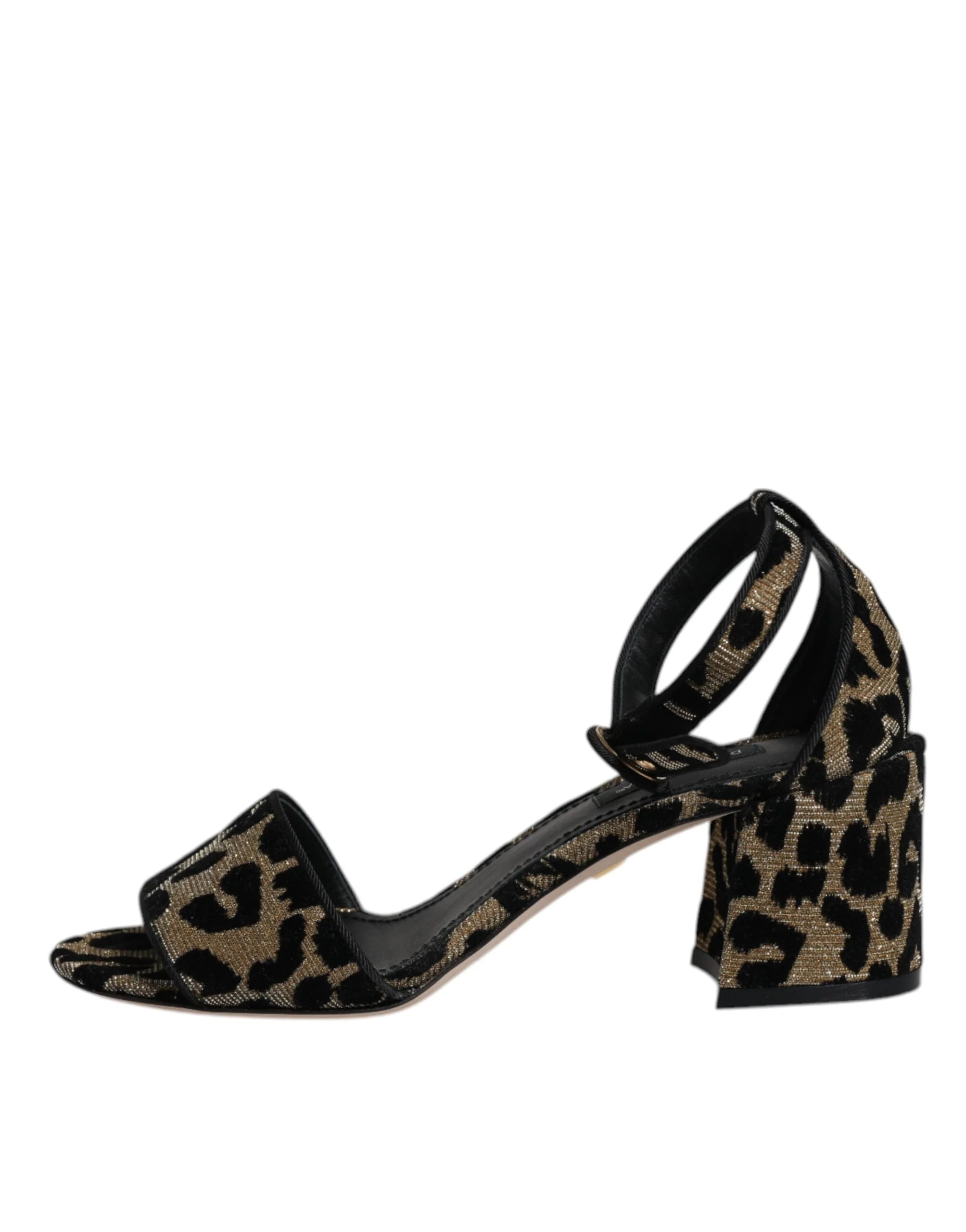Dolce & Gabbana Gold Leopard Ankle Strap Heels Sandals Shoes - EU36.5/US6 - Sandals