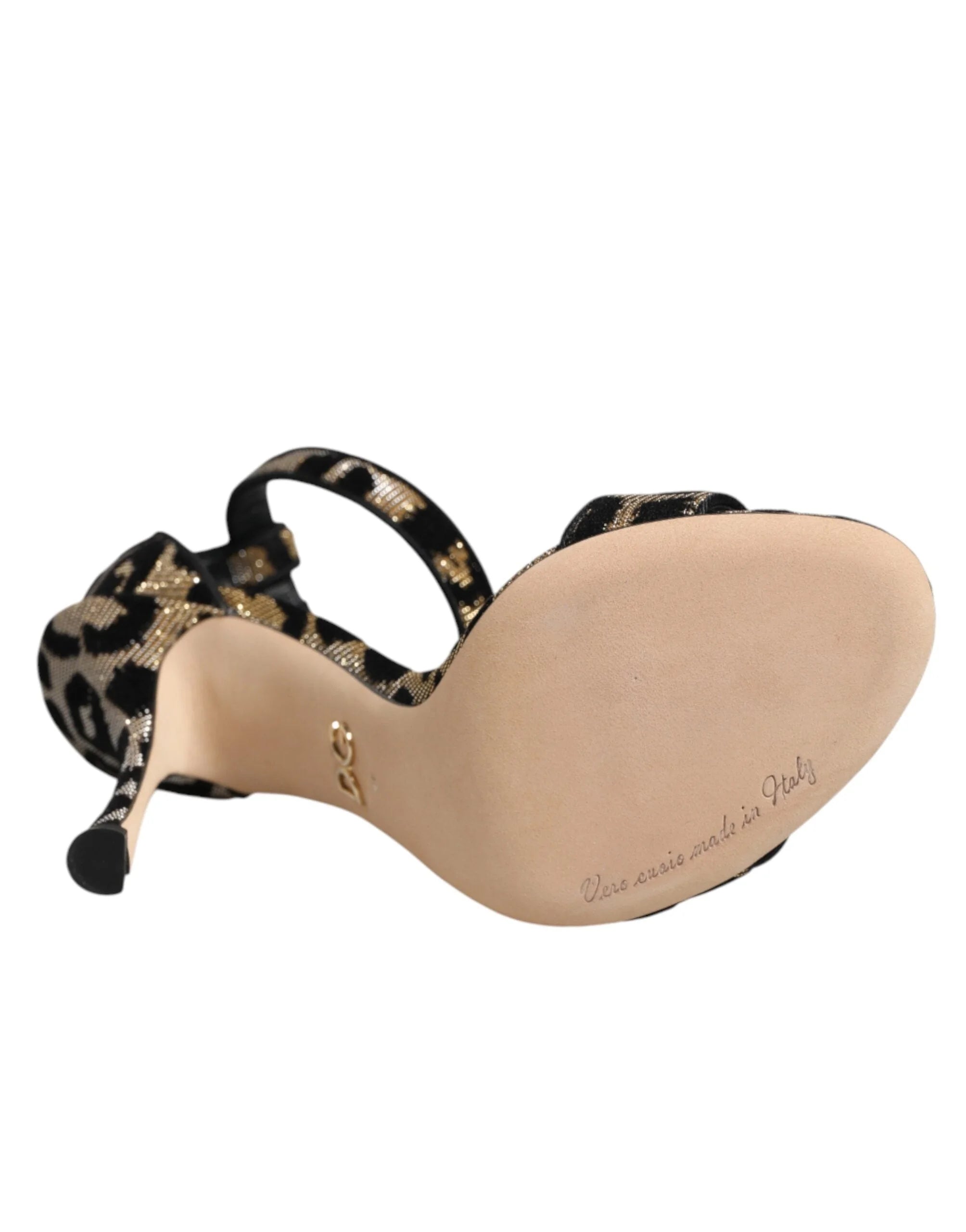 Dolce & Gabbana Gold Leopard Ankle Strap Heels Sandals Shoes - EU36/US5.5 - Heels