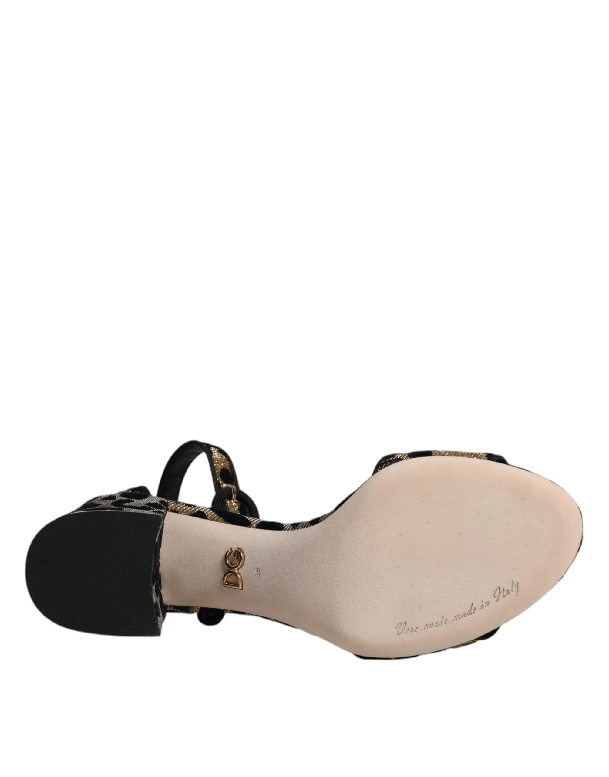 Dolce & Gabbana Gold Leopard Ankle Strap Heels Sandals Shoes - EU36.5/US6 - Sandals