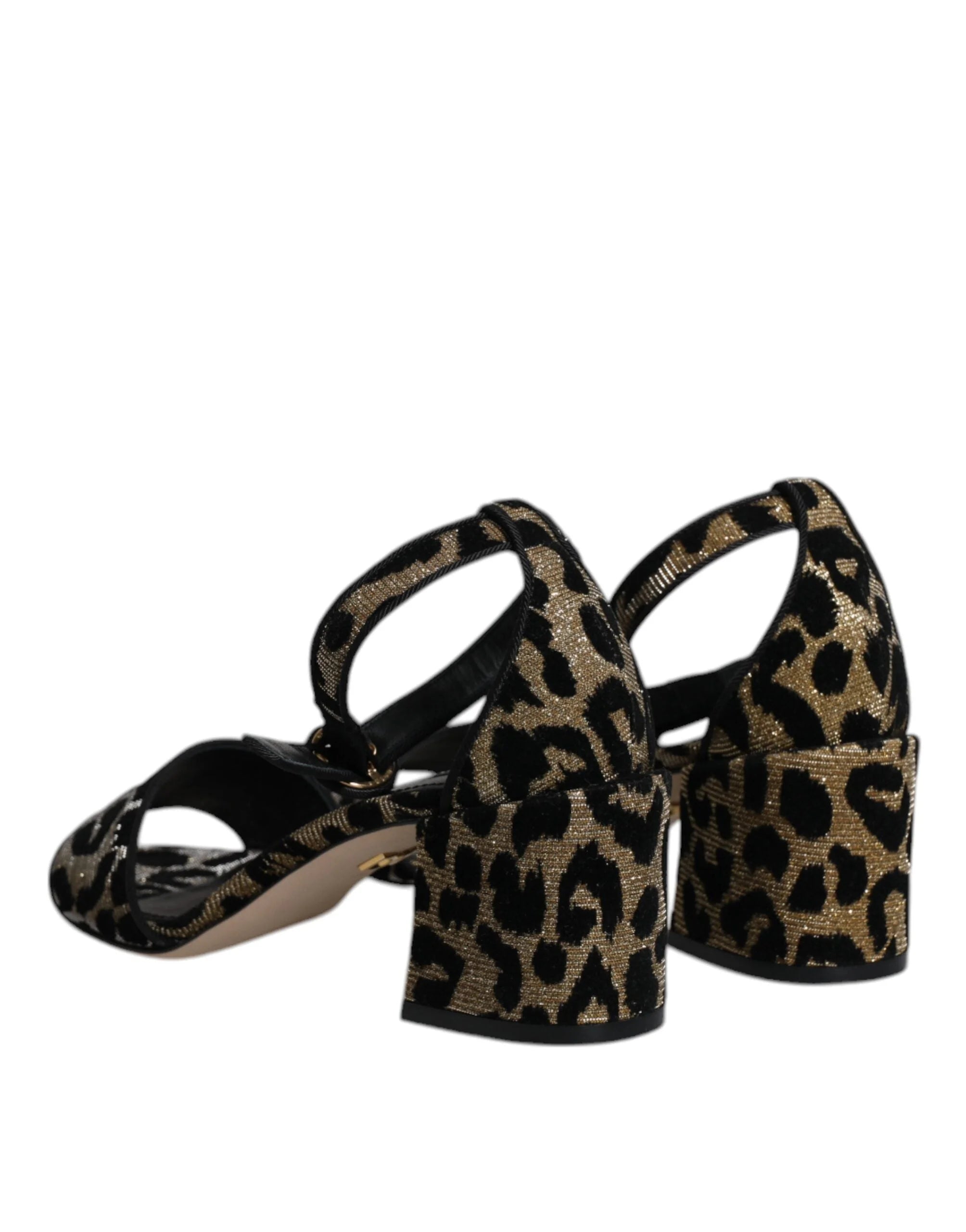 Dolce & Gabbana Gold Leopard Ankle Strap Heels Sandals Shoes - EU36.5/US6 - Sandals