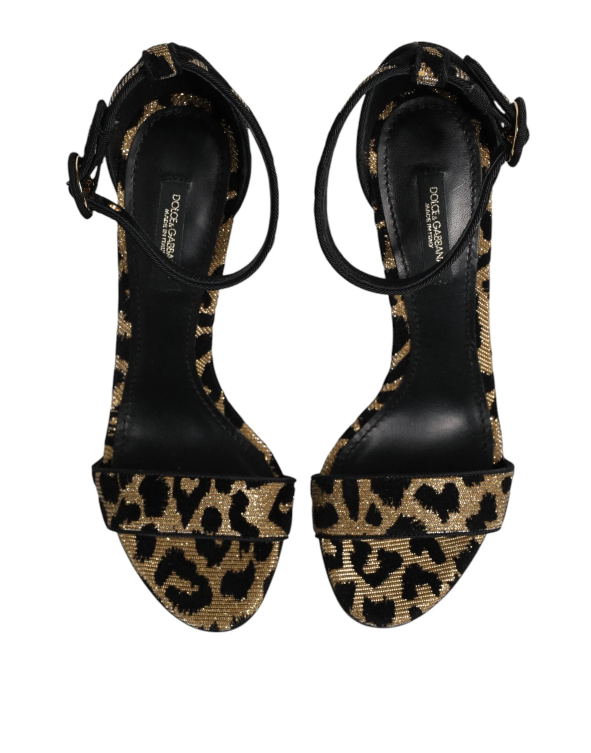 Dolce & Gabbana Gold Leopard Ankle Strap Heels Sandals Shoes - EU36/US5.5 - Heels