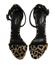 Dolce & Gabbana Gold Leopard Ankle Strap Heels Sandals Shoes - EU36/US5.5 - Heels