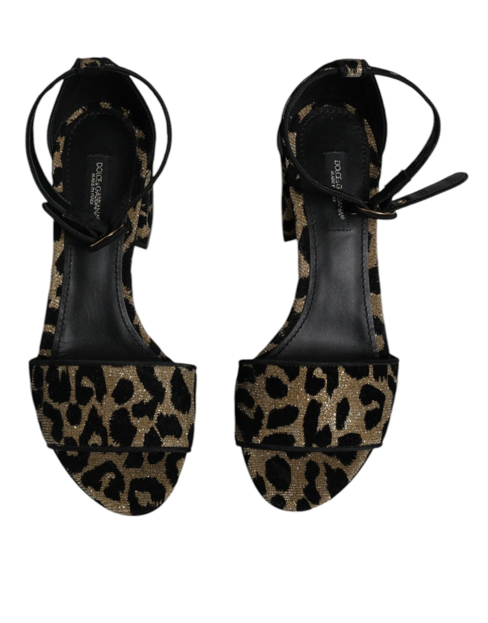 Dolce & Gabbana Gold Leopard Ankle Strap Heels Sandals Shoes - EU36.5/US6 - Sandals