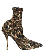 Dolce & Gabbana Kultaisten Leopardikuvioiden Helmistö Sock Ankle Boots Kengät - EU39/US8.5