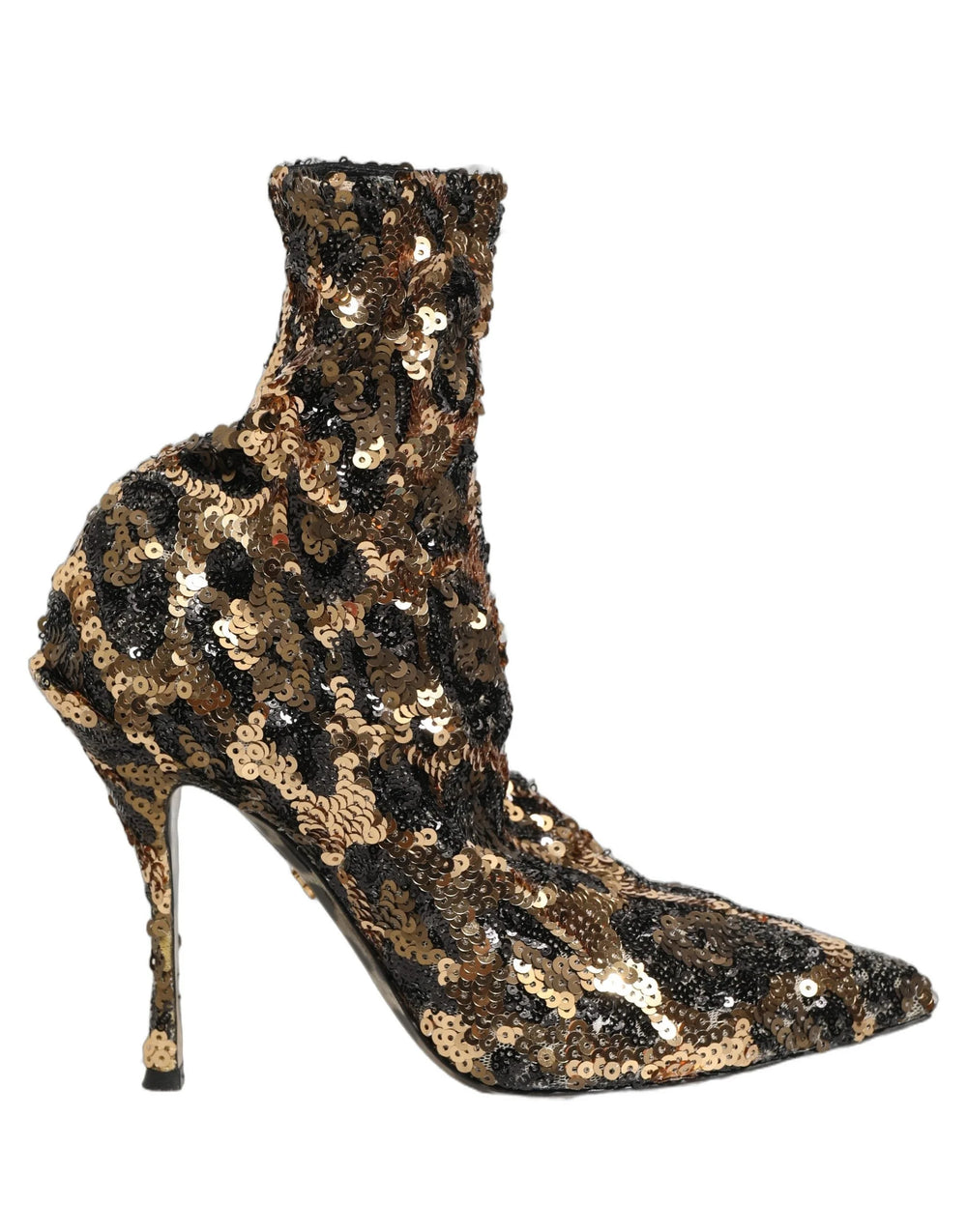 Dolce & Gabbana Kultaisten Leopardikuvioiden Helmistö Sock Ankle Boots Kengät - EU39/US8.5