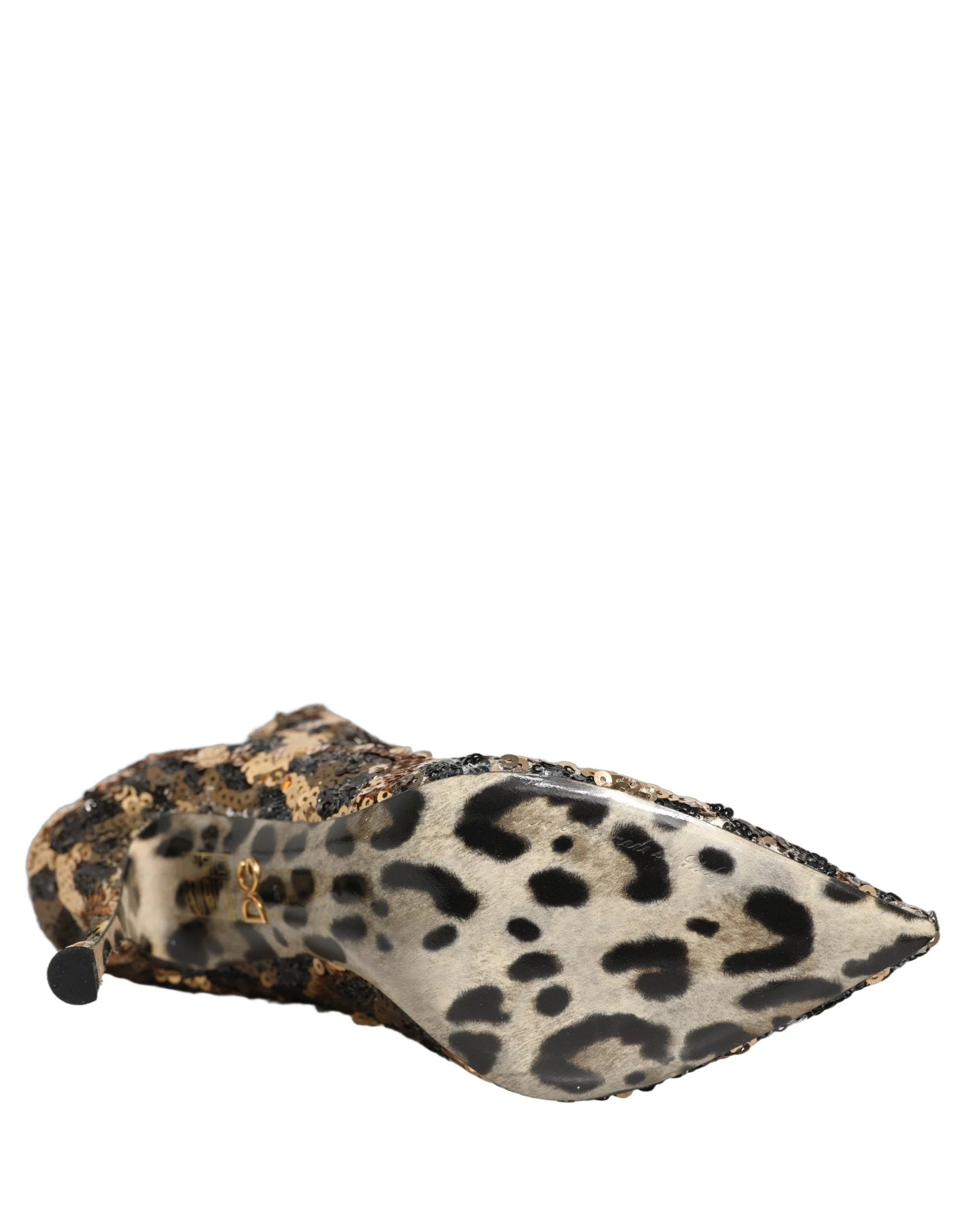 Dolce & Gabbana Kultaisten Leopardikuvioiden Helmistö Sock Ankle Boots Kengät - EU39/US8.5