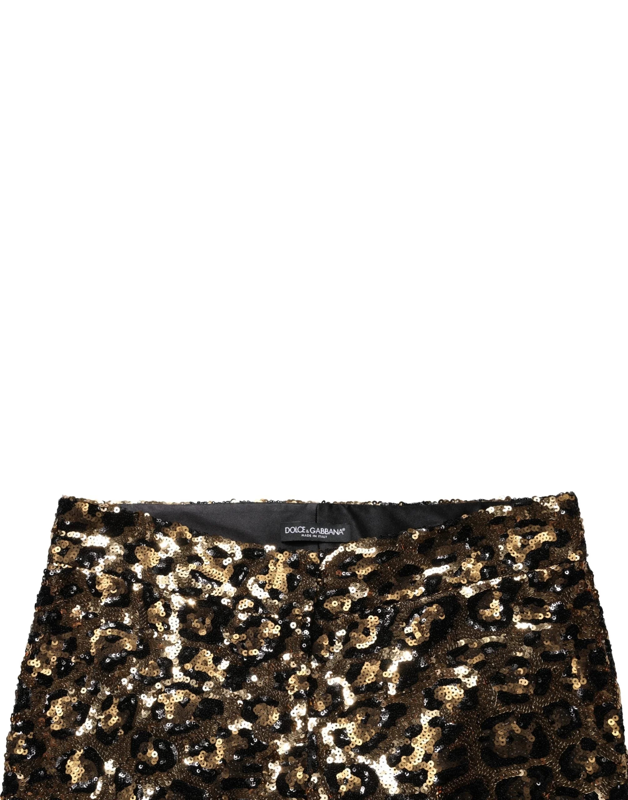 Dolce & Gabbana Byxor, raka, med guldleopardmönster och paljetter