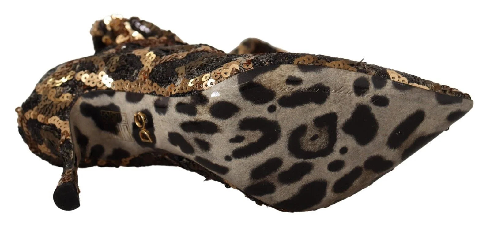 Dolce & Gabbana Gold Leopard Sequins Heels Boots Shoes - EU39.5/US9
