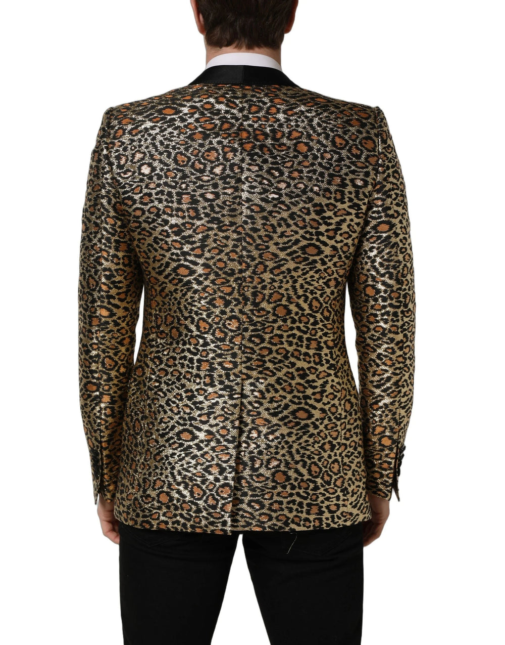 Dolce & Gabbana Gold Leopard Single Breasted Men Coat Jacket - IT48 | M