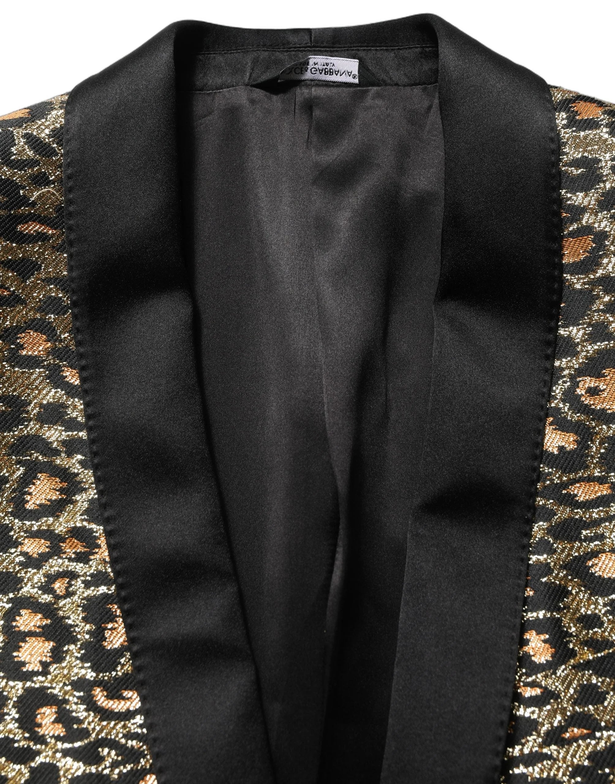 Dolce & Gabbana Gold Leopard Single Breasted Men Coat Jacket - IT48 | M