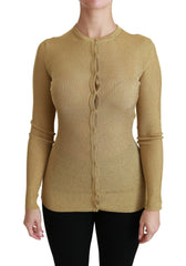 Dolce & Gabbana Gold Long Sleeve Cardigan Viscose Sweater - Cardigans