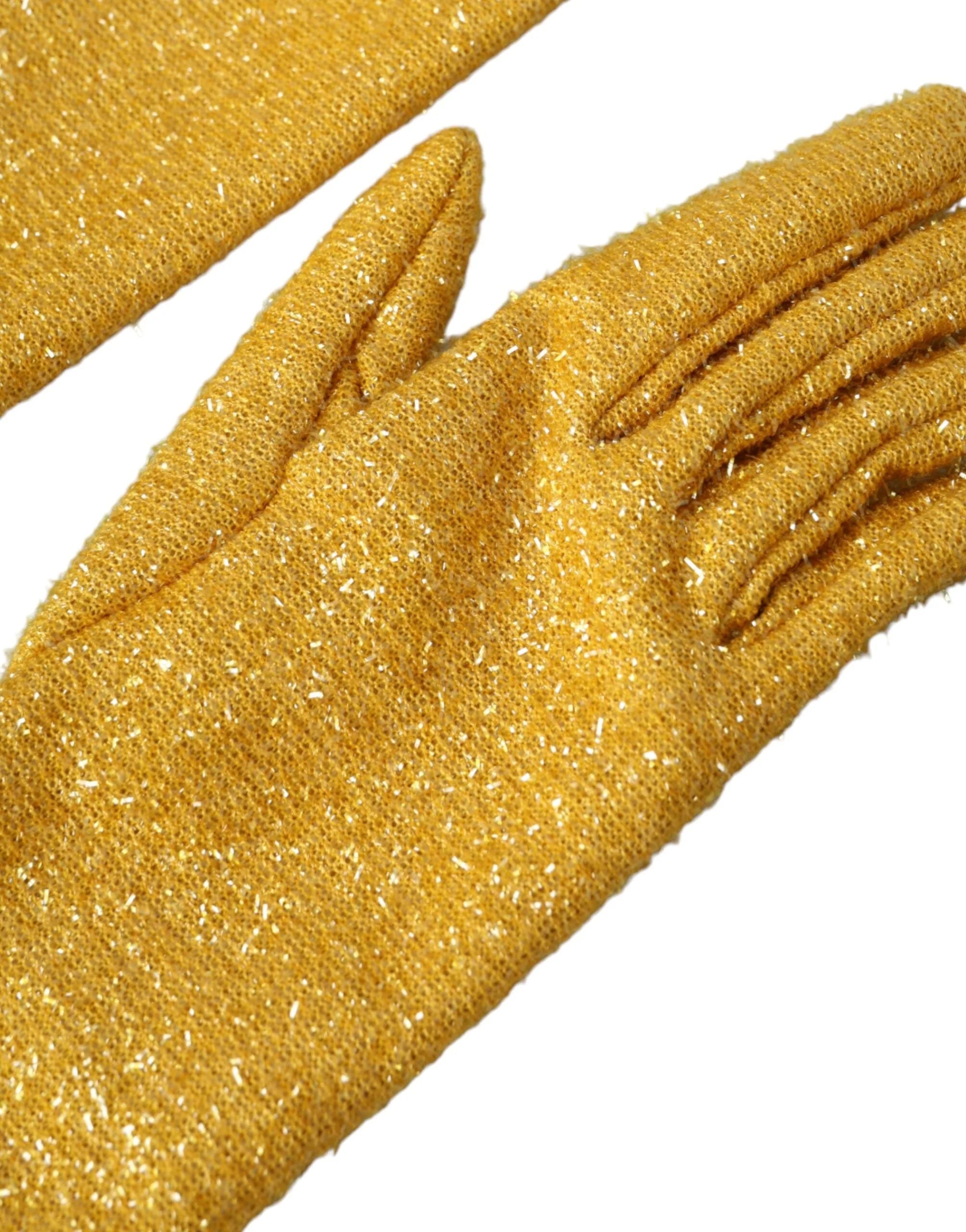 Dolce & Gabbana Gold Lurex Fantasia Mid Arm Length Gloves - 7.5|S - Gloves & Mittens