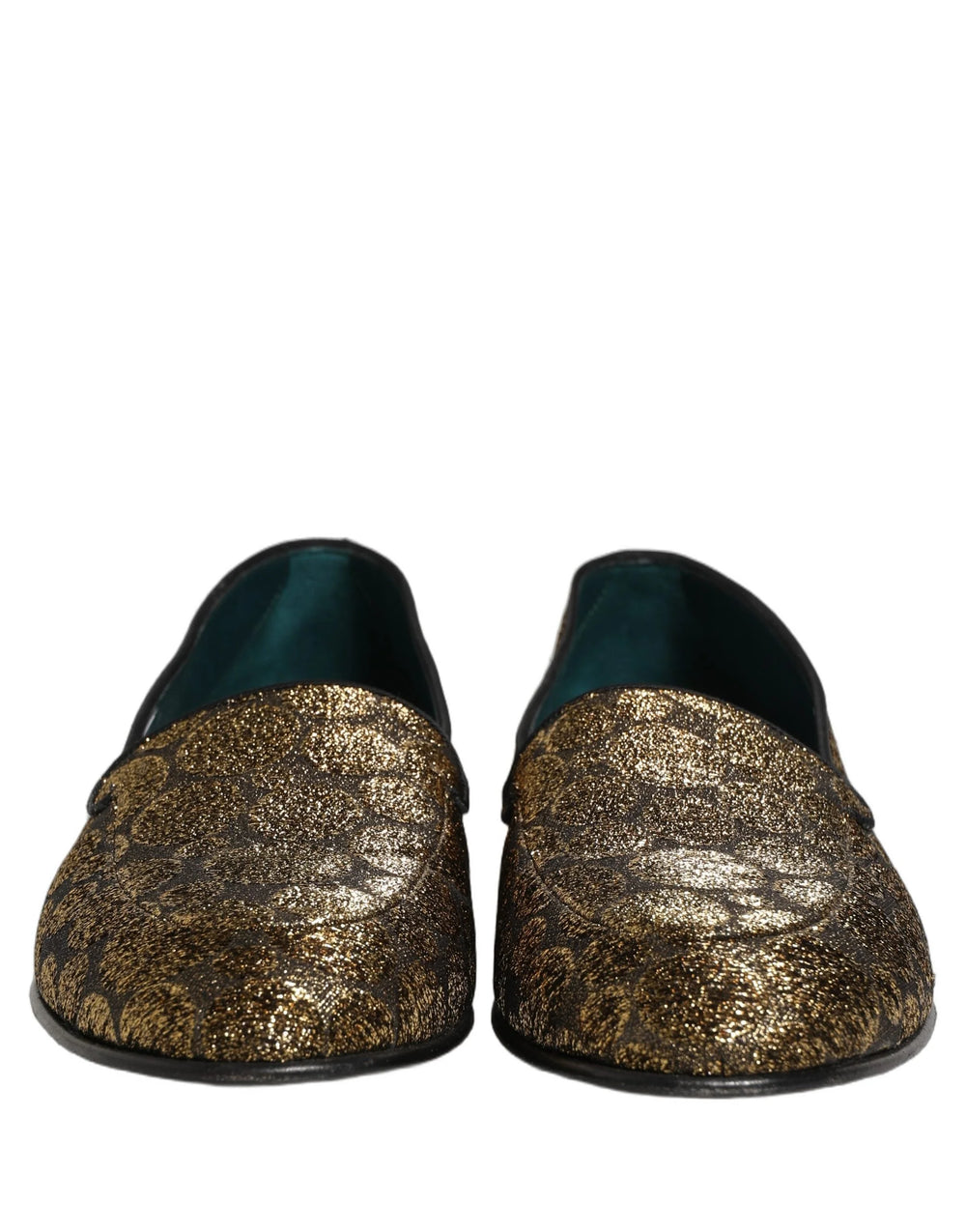 Dolce & Gabbana Gold Lurex Glitter Men Slip On Loafers Shoes - EU43/US10