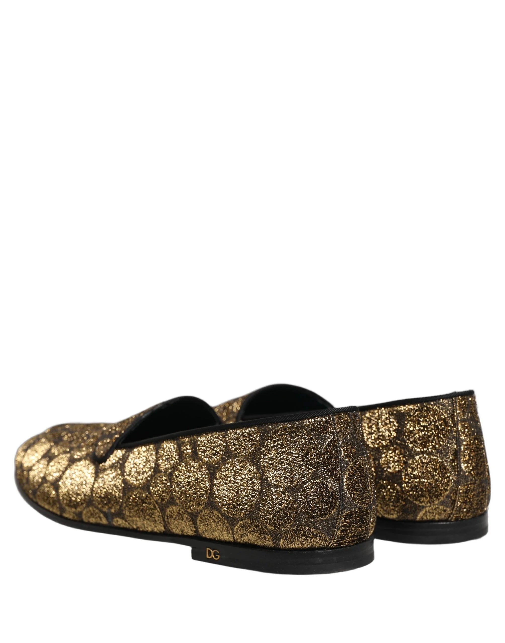 Dolce & Gabbana Gold Lurex Glitter Men Slip On Loafers Shoes - EU43/US10