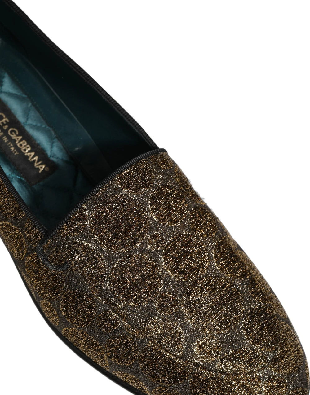 Dolce & Gabbana Gold Lurex Glitter Men Slip On Loafers Shoes - EU43/US10