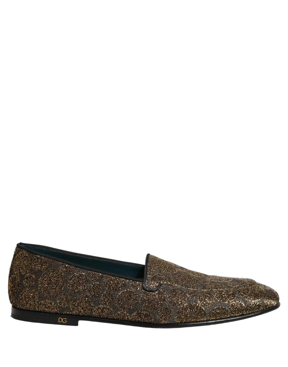 Dolce & Gabbana Gold Lurex Glitter Men Slip On Loafers Shoes - EU43/US10