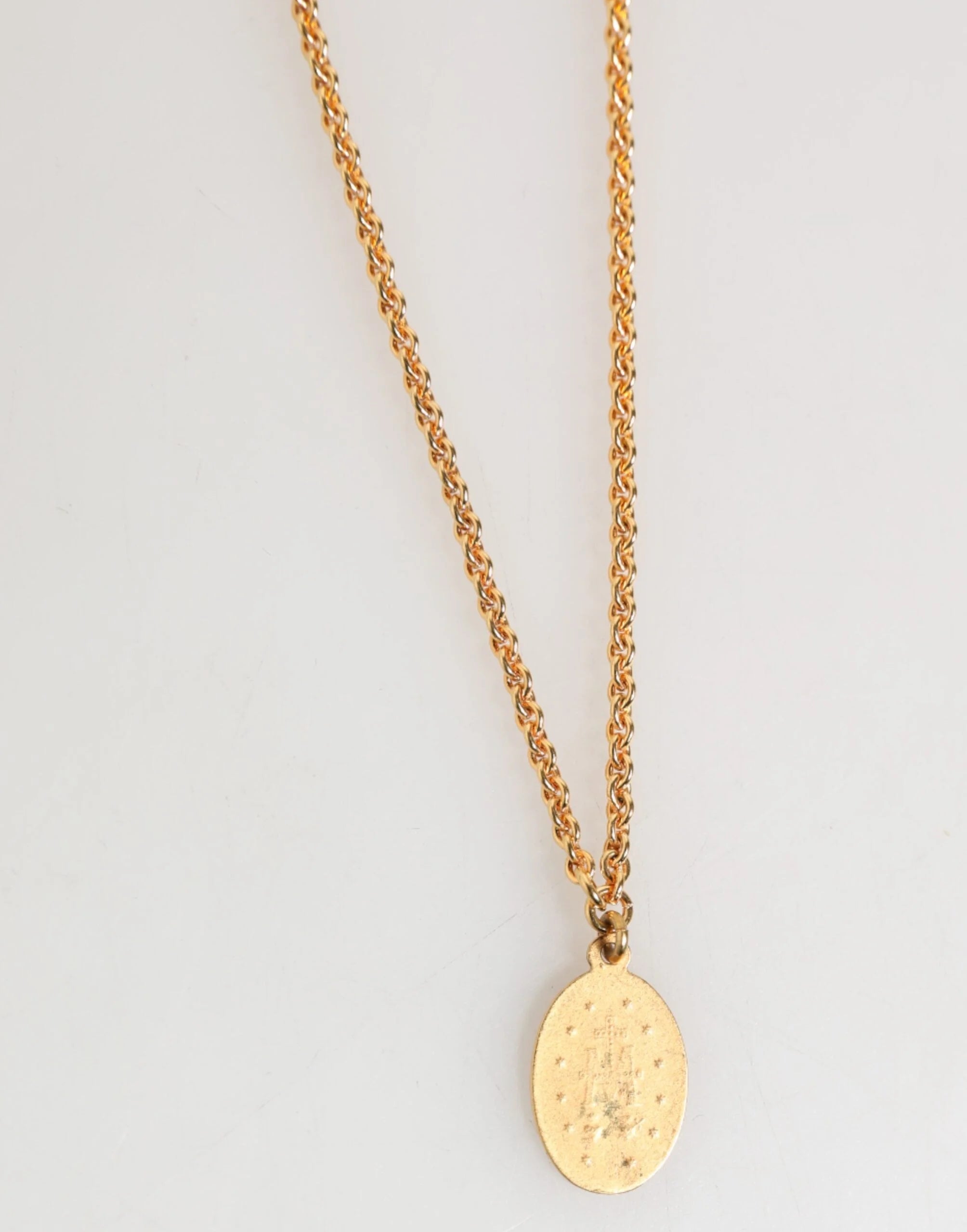 Dolce & Gabbana Gold Medallion Metal Chain Charm Men Pendant Necklace