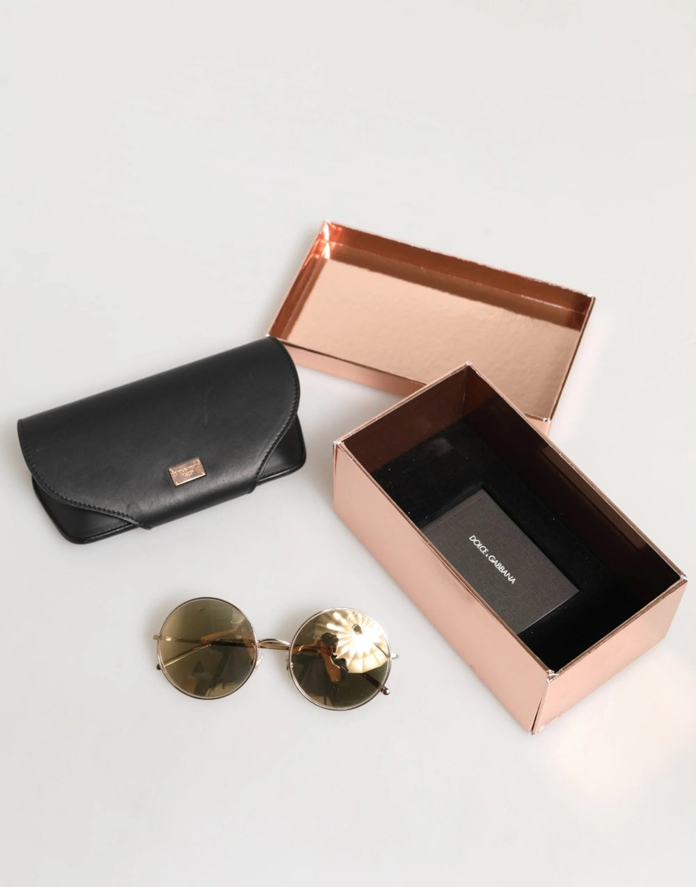 Dolce & Gabbana Gold Metal Round Shades Eyewear Sunglasses - Sunglasses