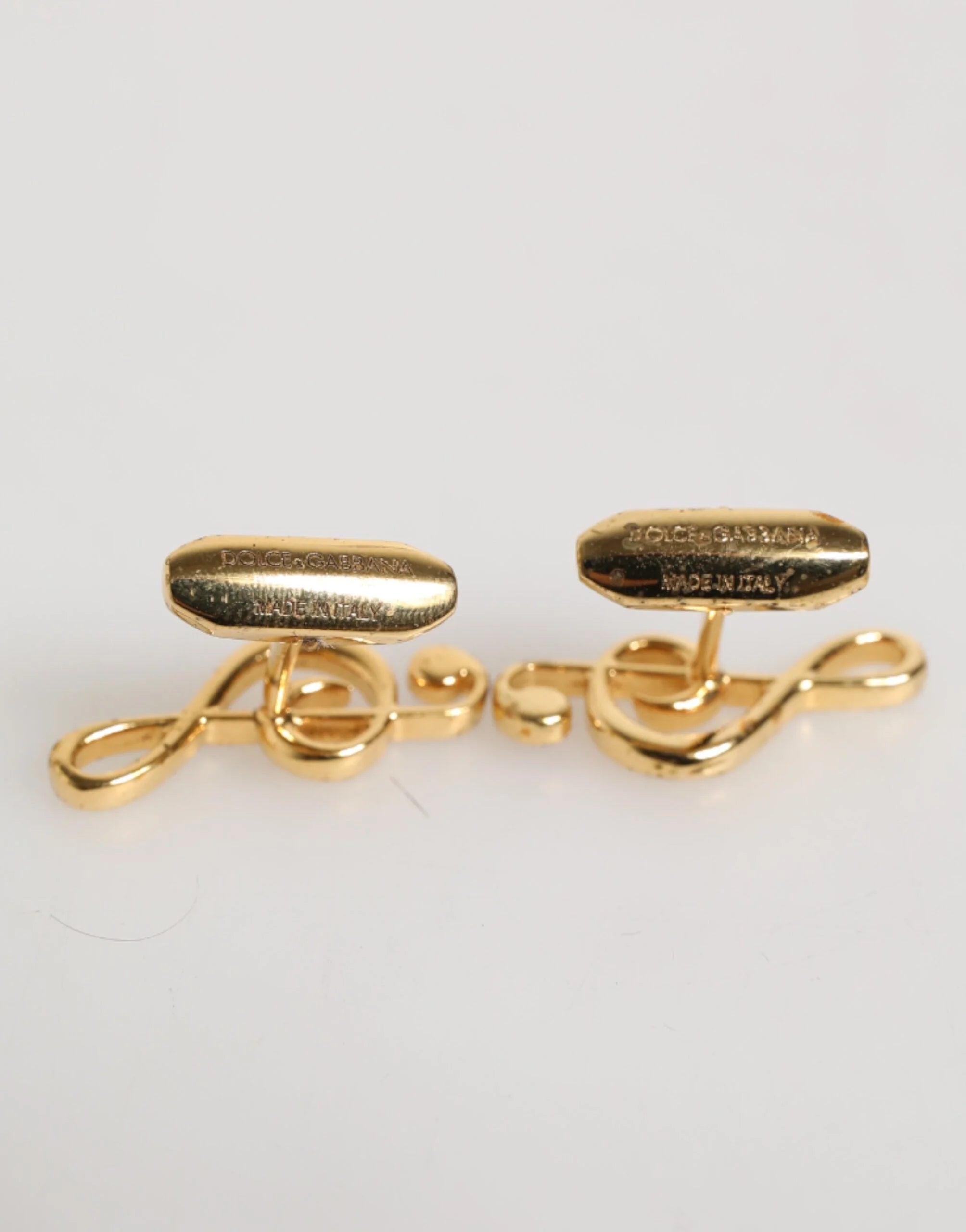 Dolce & Gabbana Gold Musical Note Metal Brass Pin Men Accessory Cufflinks - Cufflinks