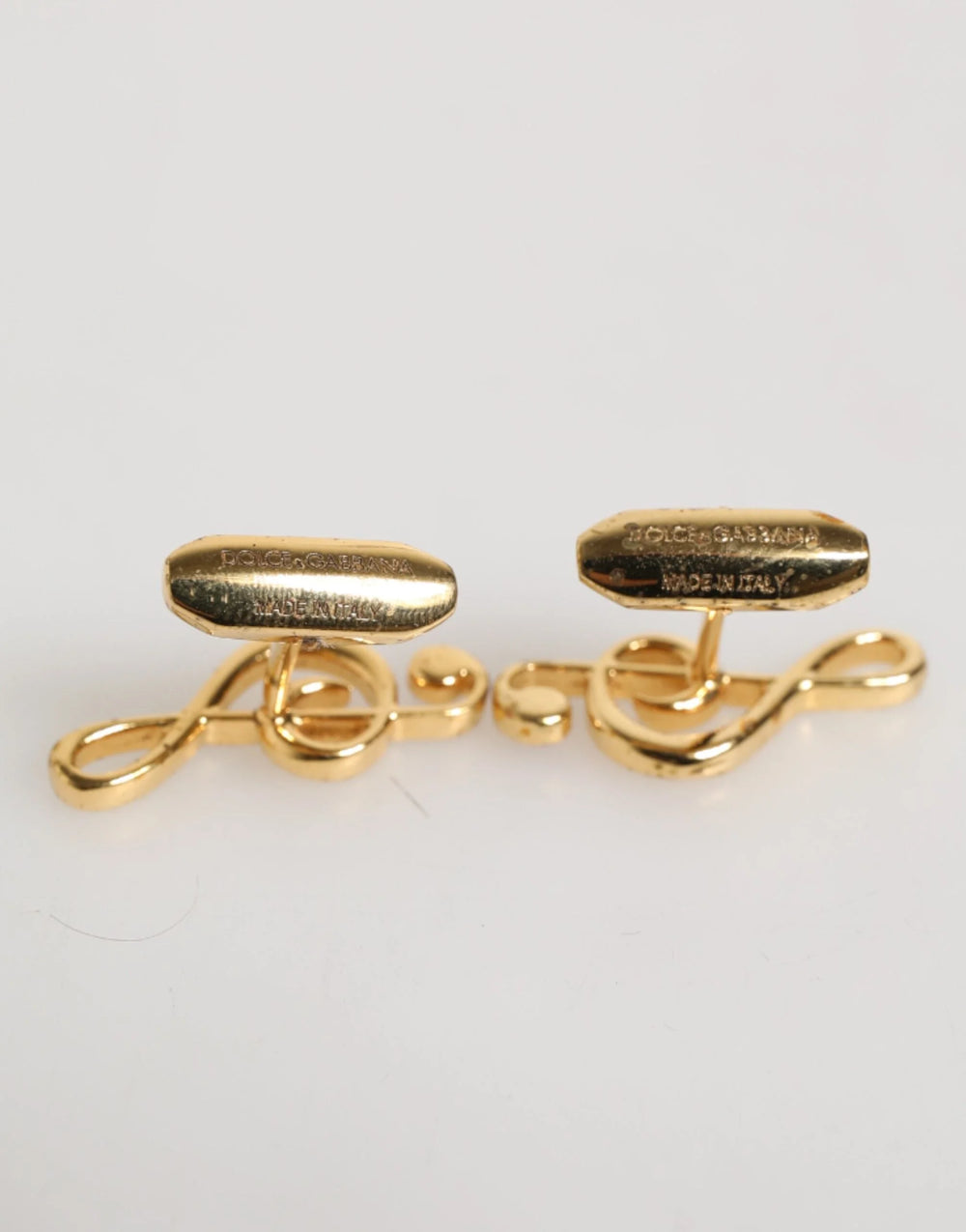 Dolce & Gabbana Gold Musical Note Metal Brass Pin Men Accessory Cufflinks - Cufflinks