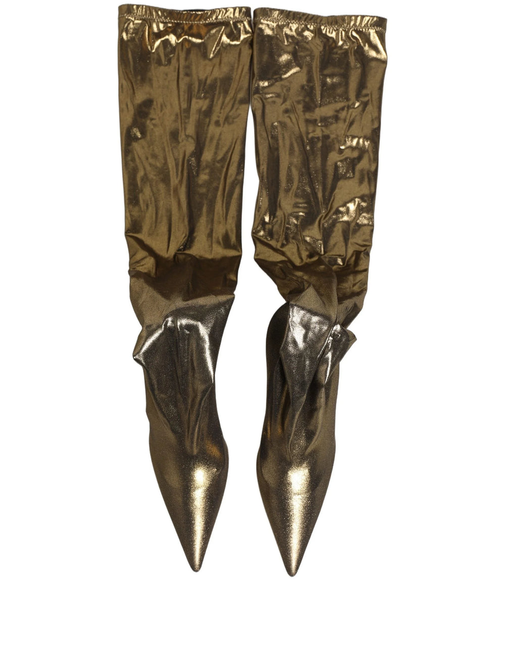 Dolce & Gabbana Gold Nylon Socks Knee High Boots Pumps Shoes - EU38/US7.5