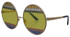 Dolce & Gabbana Gold Oval Metal Crystals Shades DG2209B Sunglasses - Sunglasses