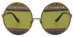 Dolce & Gabbana Gold Oval Metal Crystals Shades DG2209B Sunglasses - Sunglasses
