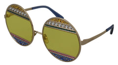 Dolce & Gabbana Gold Oval Metal Crystals Shades DG2209B Sunglasses - Sunglasses