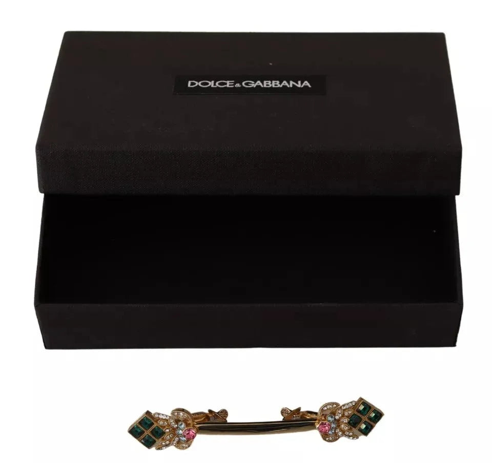 Dolce & Gabbana Gold Plated 925 Sterling Silver Crystal Collar Stop Brooch - Brooches & Lapel Pins