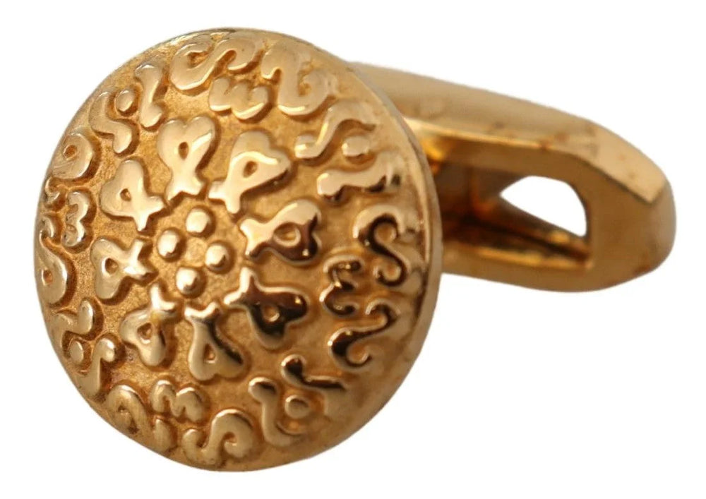 Dolce & Gabbana Gold Plated Brass Round Pin Men Cufflinks - Cufflinks