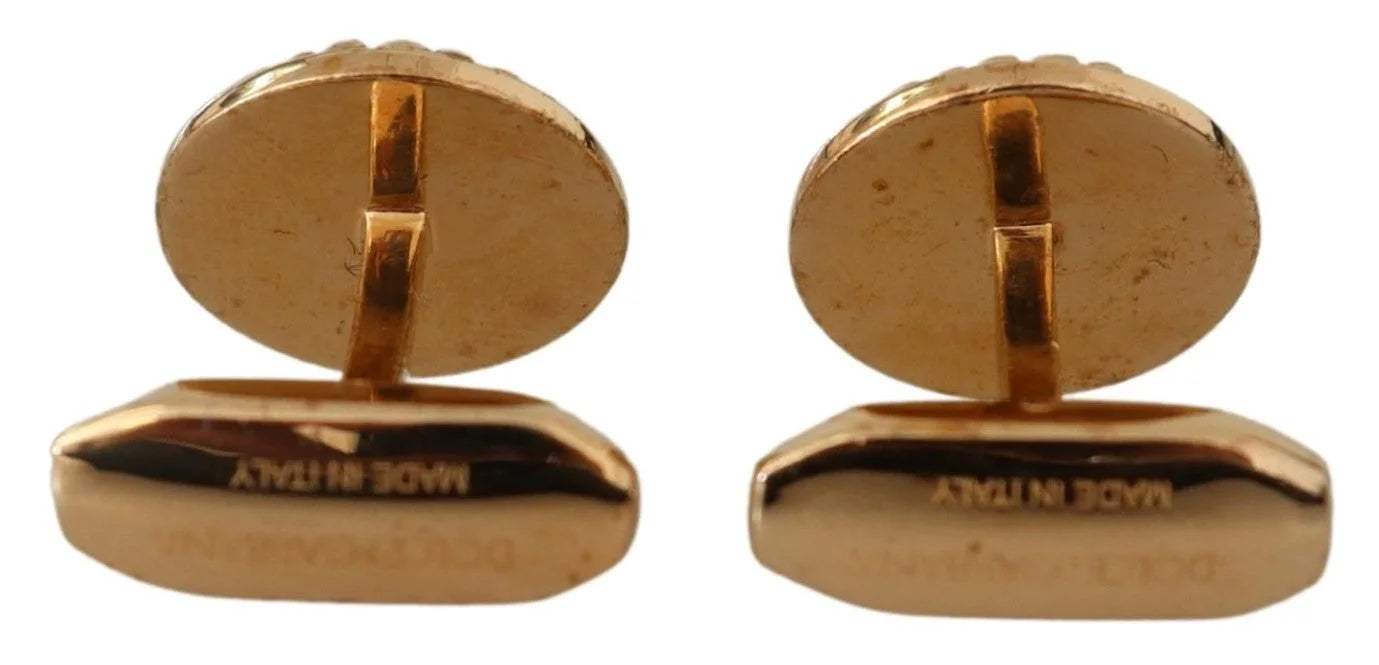 Dolce & Gabbana Gold Plated Brass Round Pin Men Cufflinks - Cufflinks