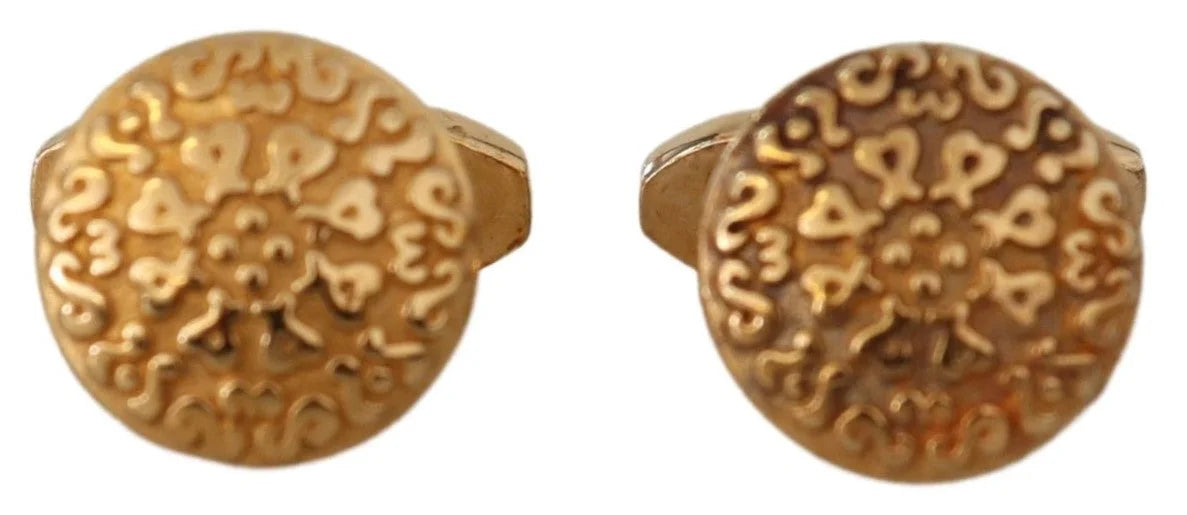 Dolce & Gabbana Gold Plated Brass Round Pin Men Cufflinks - Cufflinks