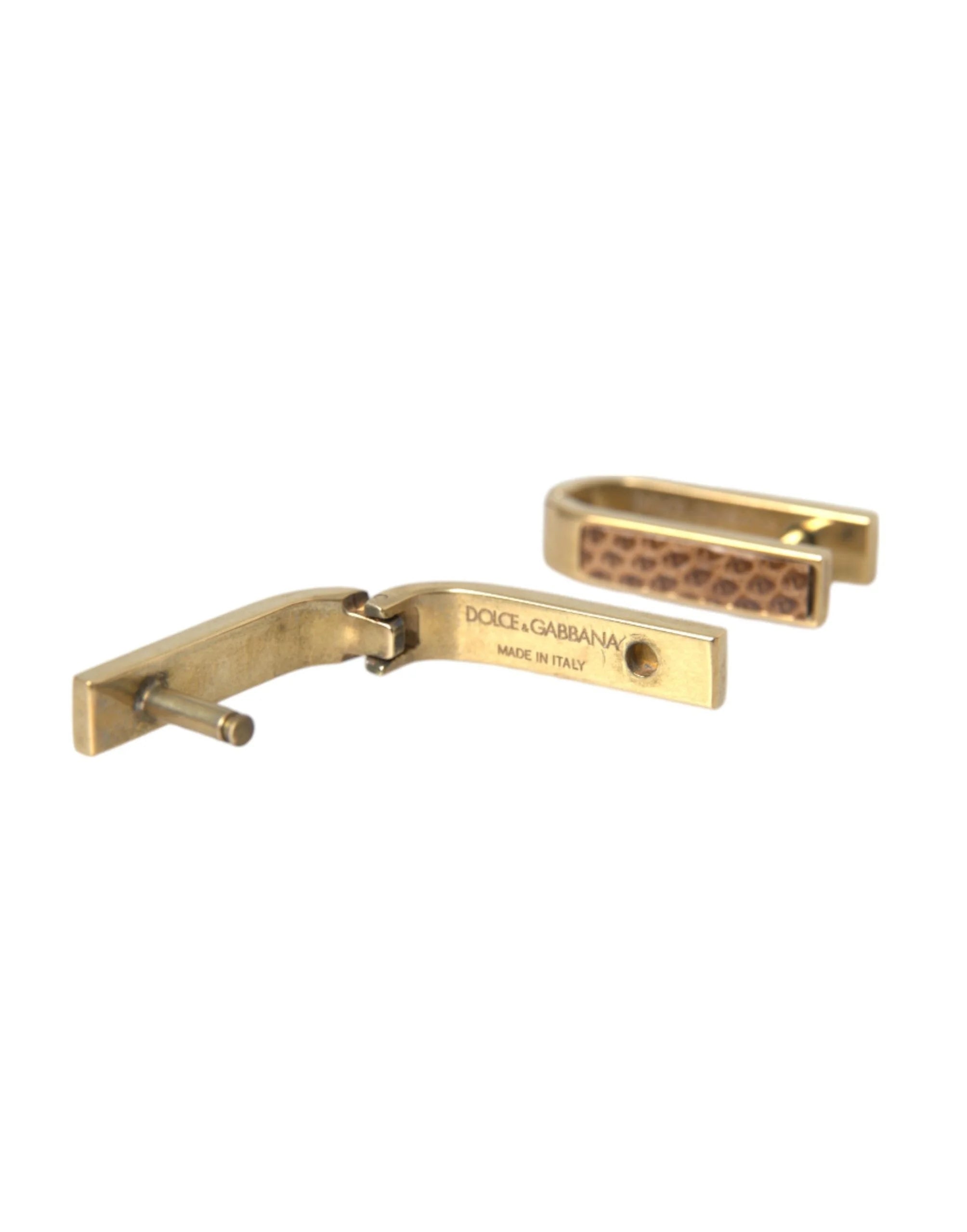 Dolce & Gabbana Gold Plated Metal Brass Pin Men Cufflinks - Cufflinks
