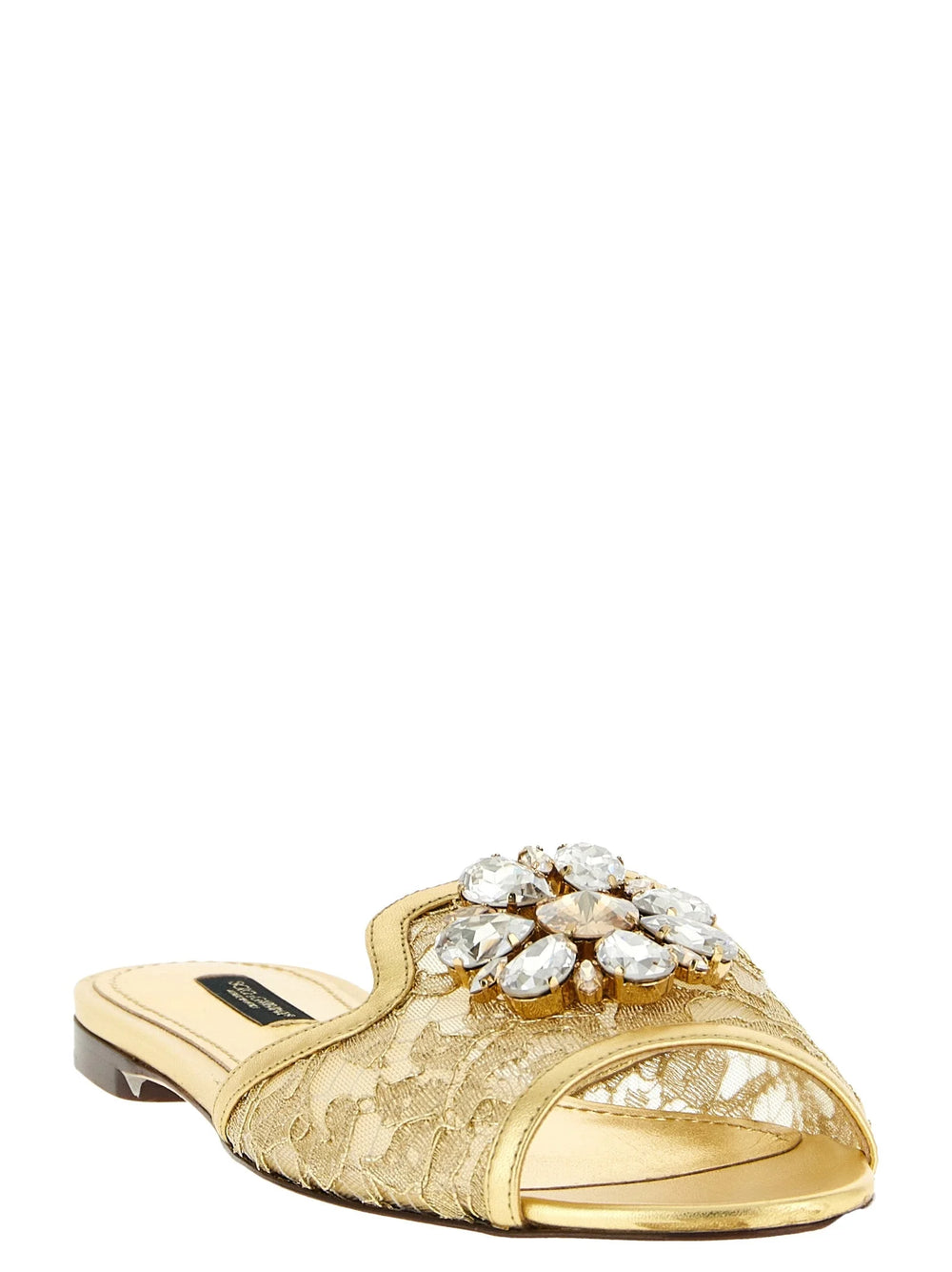 Dolce & Gabbana Gold Polyamide Slides - EU37/US7