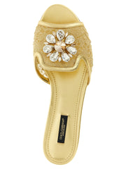 Dolce & Gabbana Gold Polyamide Slides - EU37/US7