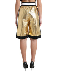 Dolce & Gabbana Gold Polyester Perforated High Waist Shorts - IT40|S - Short Trousers