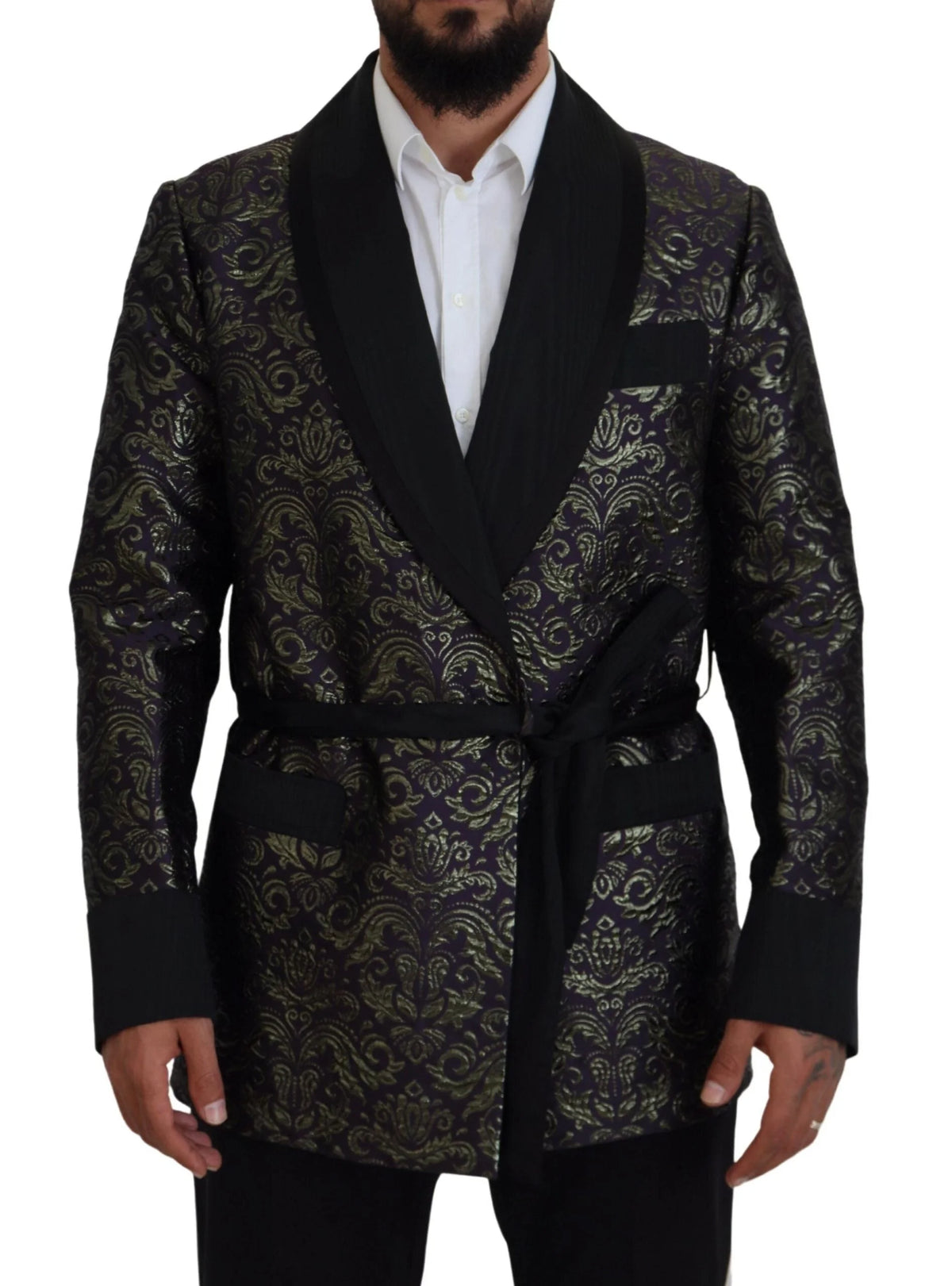 Dolce & Gabbana Gold Purple Baroque Jacket Blazer Robe - Sport Jackets