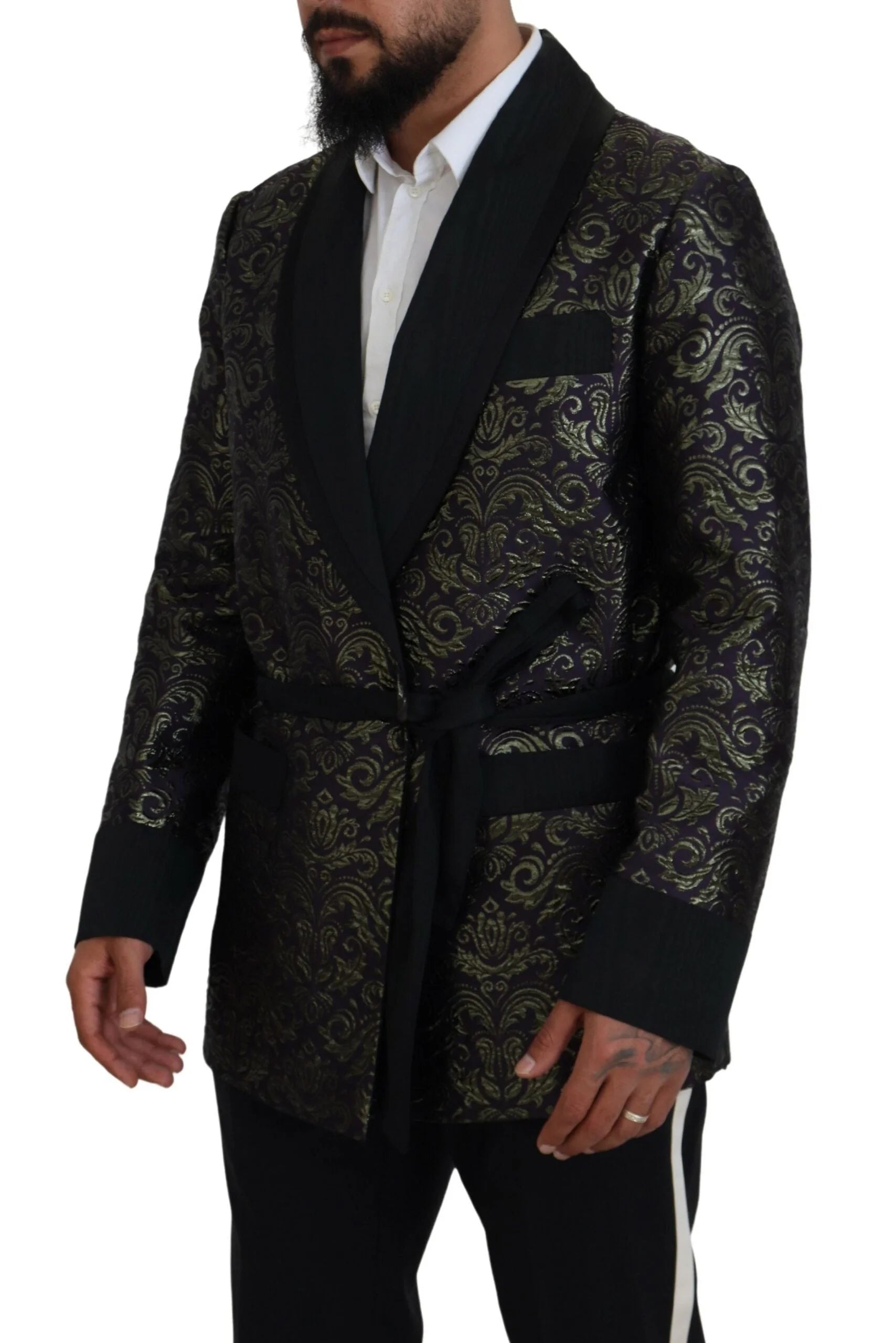Dolce & Gabbana Gold Purple Baroque Jacket Blazer Robe - Sport Jackets
