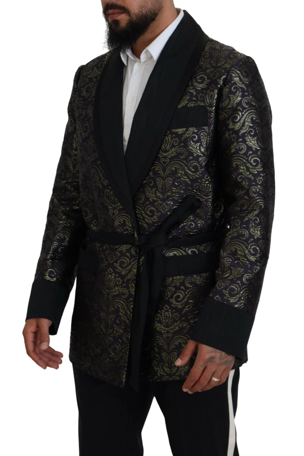 Dolce & Gabbana Gold Purple Baroque Jacket Blazer Robe - Sport Jackets