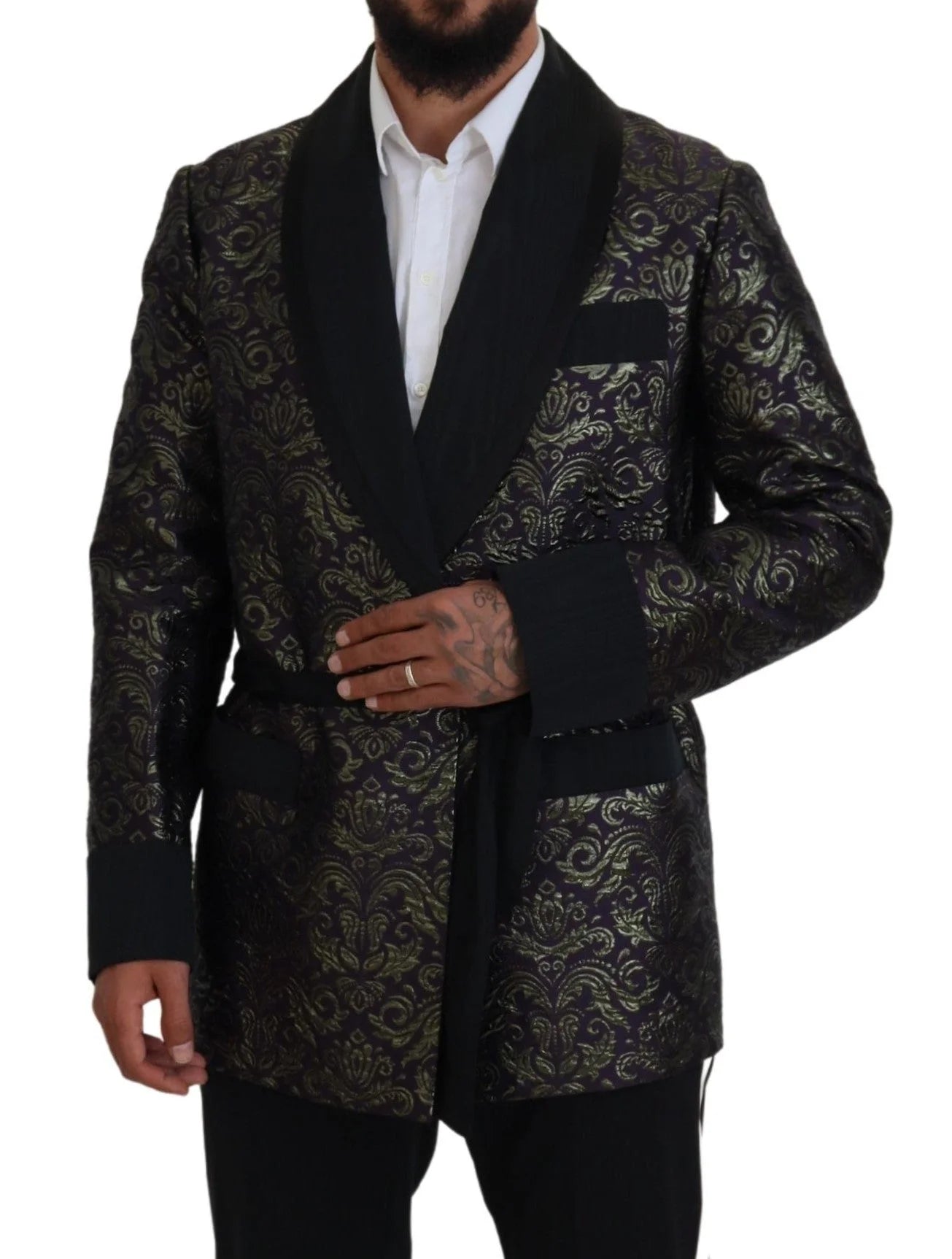 Dolce & Gabbana Gold Purple Baroque Jacket Blazer Robe - Sport Jackets