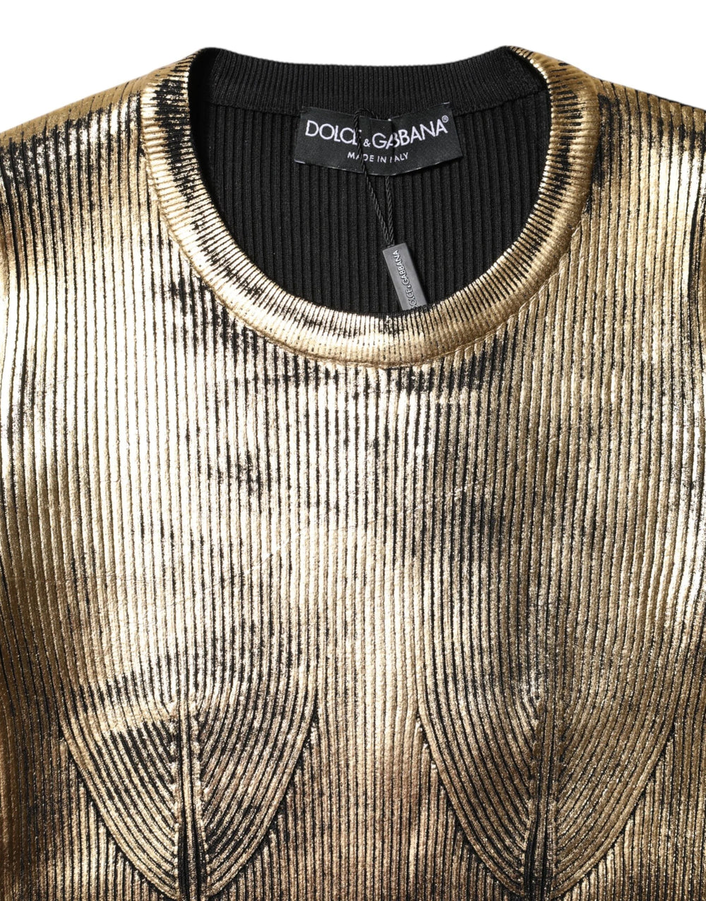 Dolce & Gabbana Gold Round Neck Long Sleeve Pullover Top - IT40|S - Sweaters