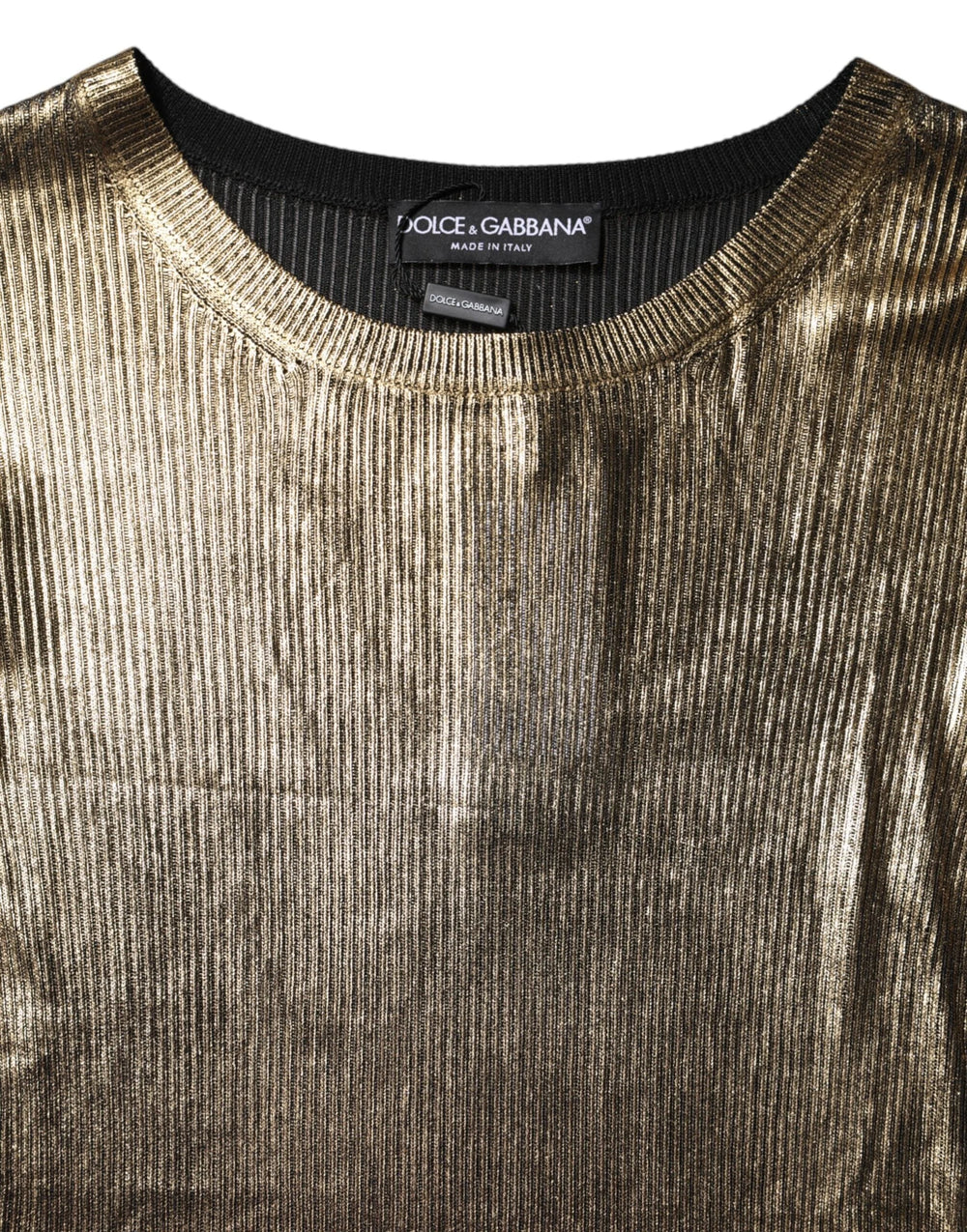 Dolce & Gabbana Gold Round Neck Long Sleeve Pullover Top - IT40|S - Sweaters